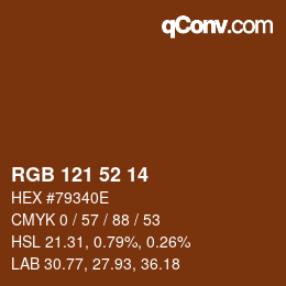 Color code: RGB 121 52 14 | qconv.com