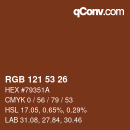 Color code: RGB 121 53 26 | qconv.com