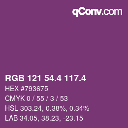 カラーコード: RGB 121 54.4 117.4 | qconv.com