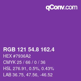 カラーコード: RGB 121 54.8 162.4 | qconv.com