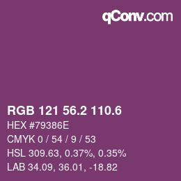 カラーコード: RGB 121 56.2 110.6 | qconv.com