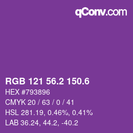 カラーコード: RGB 121 56.2 150.6 | qconv.com