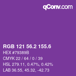 カラーコード: RGB 121 56.2 155.6 | qconv.com