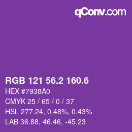 カラーコード: RGB 121 56.2 160.6 | qconv.com