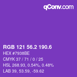 カラーコード: RGB 121 56.2 190.6 | qconv.com