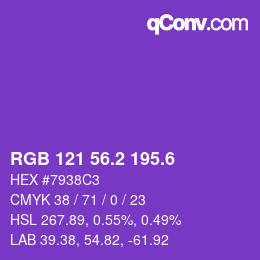 カラーコード: RGB 121 56.2 195.6 | qconv.com