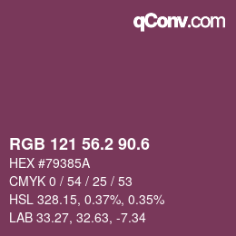 カラーコード: RGB 121 56.2 90.6 | qconv.com