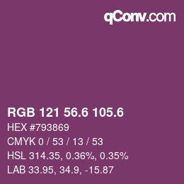 カラーコード: RGB 121 56.6 105.6 | qconv.com