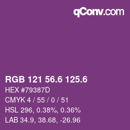 カラーコード: RGB 121 56.6 125.6 | qconv.com