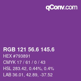 カラーコード: RGB 121 56.6 145.6 | qconv.com