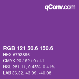 カラーコード: RGB 121 56.6 150.6 | qconv.com