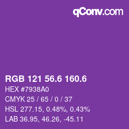カラーコード: RGB 121 56.6 160.6 | qconv.com