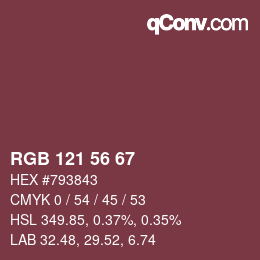 Color code: RGB 121 56 67 | qconv.com