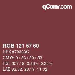 カラーコード: RGB 121 57 60 | qconv.com