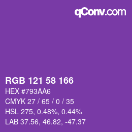 颜色代码: RGB 121 58 166 | qconv.com