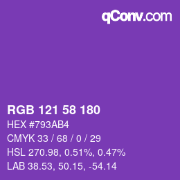 カラーコード: RGB 121 58 180 | qconv.com