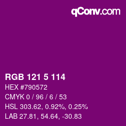 Color code: RGB 121 5 114 | qconv.com