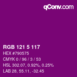 Color code: RGB 121 5 117 | qconv.com