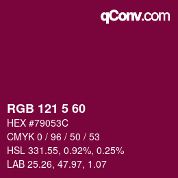 カラーコード: RGB 121 5 60 | qconv.com