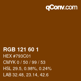 カラーコード: RGB 121 60 1 | qconv.com