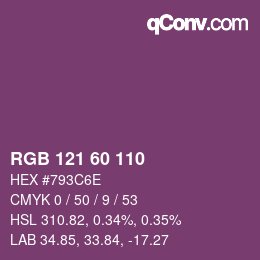 Color code: RGB 121 60 110 | qconv.com