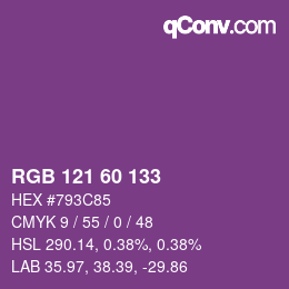 颜色代码: RGB 121 60 133 | qconv.com