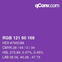 カラーコード: RGB 121 60 168 | qconv.com