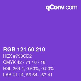 颜色代码: RGB 121 60 210 | qconv.com