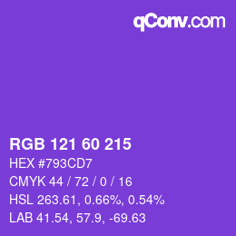 カラーコード: RGB 121 60 215 | qconv.com