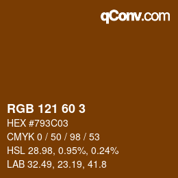 カラーコード: RGB 121 60 3 | qconv.com