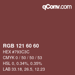 カラーコード: RGB 121 60 60 | qconv.com