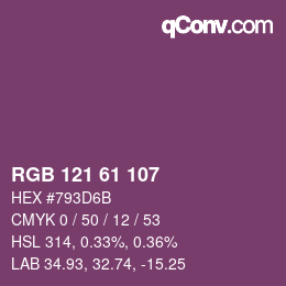 カラーコード: RGB 121 61 107 | qconv.com