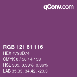 カラーコード: RGB 121 61 116 | qconv.com