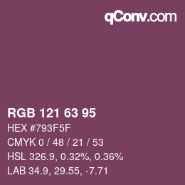 颜色代码: RGB 121 63 95 | qconv.com