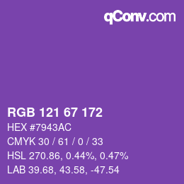 Color code: RGB 121 67 172 | qconv.com