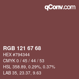 颜色代码: RGB 121 67 68 | qconv.com