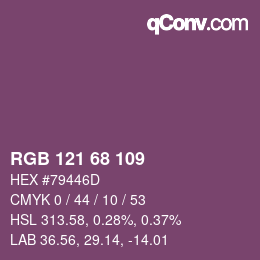 Color code: RGB 121 68 109 | qconv.com