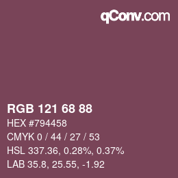 Color code: RGB 121 68 88 | qconv.com