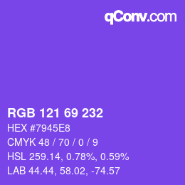 Farbcode: RGB 121 69 232 | qconv.com
