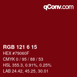 カラーコード: RGB 121 6 15 | qconv.com
