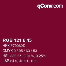 颜色代码: RGB 121 6 45 | qconv.com