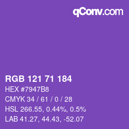 颜色代码: RGB 121 71 184 | qconv.com