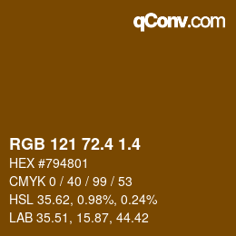 カラーコード: RGB 121 72.4 1.4 | qconv.com