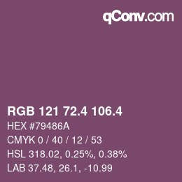 カラーコード: RGB 121 72.4 106.4 | qconv.com