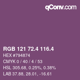 カラーコード: RGB 121 72.4 116.4 | qconv.com