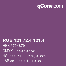 カラーコード: RGB 121 72.4 121.4 | qconv.com