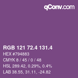 カラーコード: RGB 121 72.4 131.4 | qconv.com