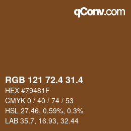 カラーコード: RGB 121 72.4 31.4 | qconv.com