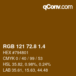 カラーコード: RGB 121 72.8 1.4 | qconv.com