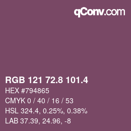 カラーコード: RGB 121 72.8 101.4 | qconv.com
